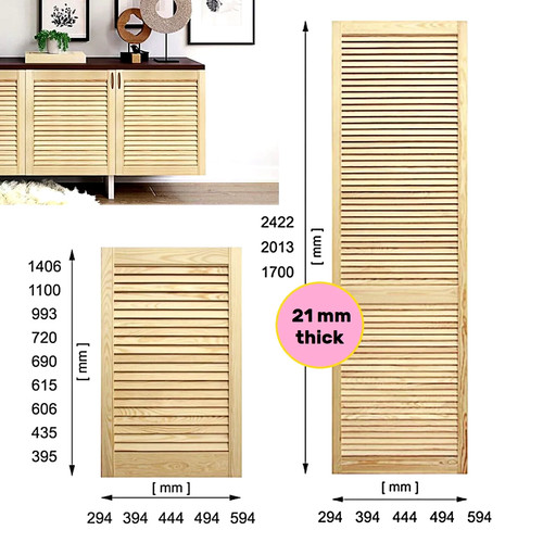 Wooden open louvre wardrobe - wooden,
