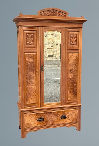 Edwardian walnut mirror door - walnut,